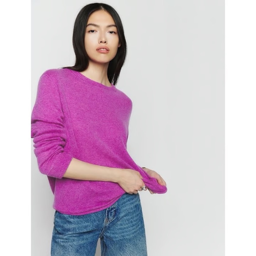 Reformation fuscha/purple/pink boyfriend cashmere sweater, size xsmall, women’s
